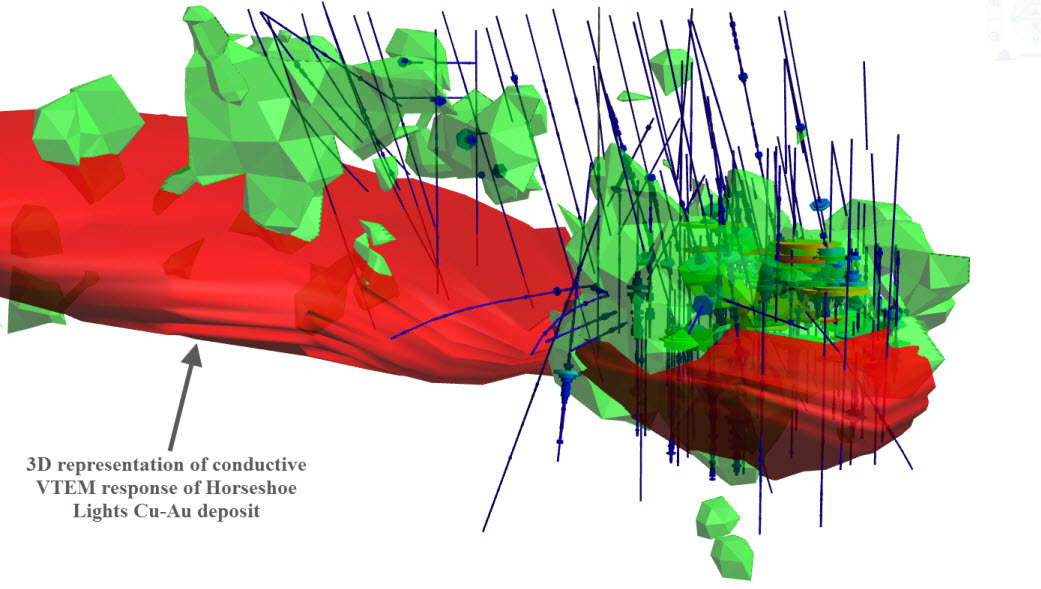 3D view of Horseshoe Lights Cu-Au deposit 1