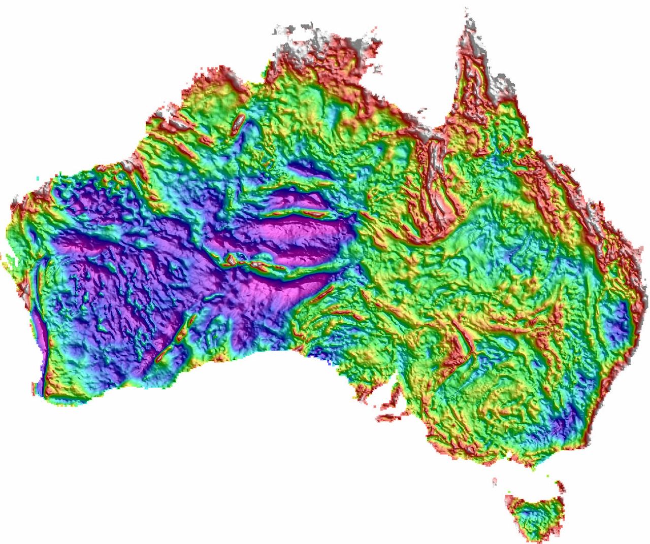 Map of observed gravity response of Australia